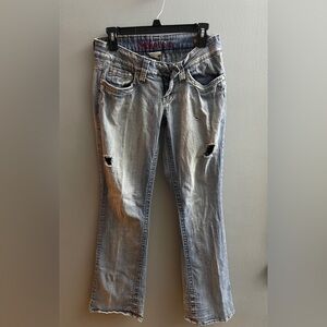 Hydraulic Super Low Metro Light Wash Distressed Jeans